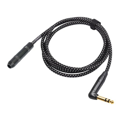 6Feet Right Angle 1/4 TRS Male to Female Stereo Audio Cable,6.35mm TRS Male to Female Stereo Headphone Guitar Extension Cable Cord-1 Pack - size: 6Feet