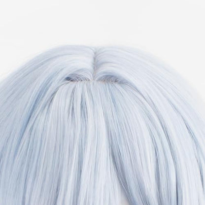 Anime Gray Black Gradient Wig Women Cold Elegant Role Halloween | Women Long Straight Hair with Bangs Halloween,Christmas,Comic con Heat Resistant Fiber Free Cap - color: Blue Black Gradient