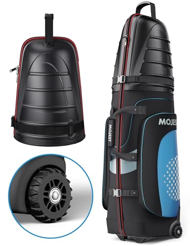 Golf Travel Bags for Airlines with Wheels, Hard Case Top and 1680D Heavy Duty Oxford Protect Golf Clubs, Lightweight and Easy to Maneuver - color: Black & Red & Blue