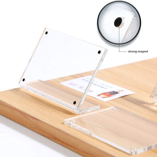 2 Pack Acrylic Label Holder (90*60mm/3.54*2.36 inches) | Price Tag Displays Sign Holder, Horizontal Slanted L-Shape Table Top Sign Stand
