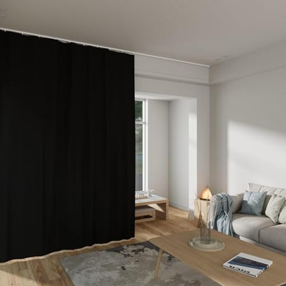 MaKefeile Room Divider Curtains Total Blackout Privacy Curtain Panel Room Thermal Insulated Noise Reduction Curtains for Bedroom Window Living Room Ceiling Track Curtain W 12.5 ft × H 8ft Black - color: Black, size: 150"W x 96"L (Pack of 1)