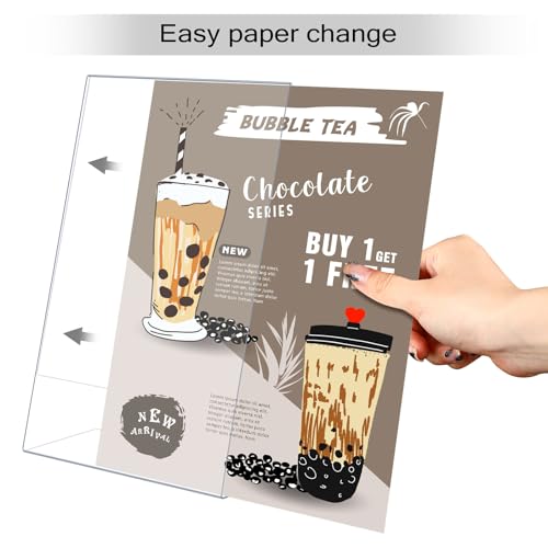 Qilery 8 Pcs Acrylic Sign Holder Clear Display Stand Frame Table Top Slant Back Plastic Sign Holder Flyer Document for Menu Workers Teachers Office School Desktop (11 x 17 Inch)