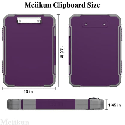 Meiikun Clipboard with Storage, Rugged Shockproof Protective, Internal Pen Pouch & Metal Clip, Heavy Duty Plastic Clip Boards 8.5x11, High Capacity Contractor Folder for School Office (Tomato Purple) - color: Tomato Purple