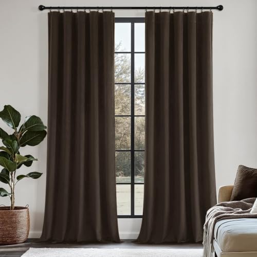 MIULEE Brown Velvet Curtains 84 Inch Long 2 Panels, W40 x L84 | Luxury Super Soft, Thermal Insulated, Room Darkening Drapes, Rod Pocket Design, Window Curtains for Bedroom Living Room - color: Brown, size: 40"W x 84"L (Pack of 2)