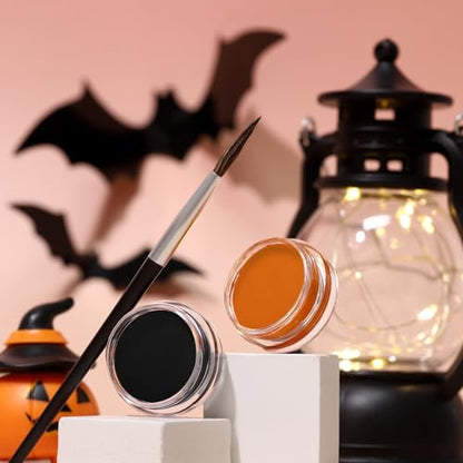 Black Orange Face Paint Pumpkin Character Makeup Kit Halloween Set for Kids Adults, Safe Non-Toxic Cream Face Painting Kit for Costume Party, Dress Up Cosplay & Special Effects Make Up - color: Pumpkin