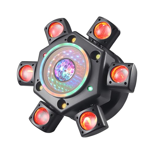Moving Head DJ Lights for Parties, Disco Lights with Remote Control, RGBW LED DJ Stage Lighting Sound Activated DMX 512 Control for Disco Club Wedding Party, Bar, Graduation Party - color: 6 Arms-M