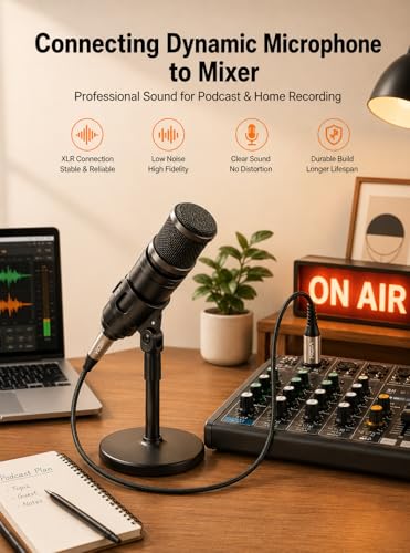 VIOY XLR Microphone Cable 6.6 FT, 3-Pin Male to Female Balanced Mic Cord | Self-locking XLR plug, aluminum alloy shell,Braided microphone extension cord for studio recording, mixer and podcast use - size: 6.6FT