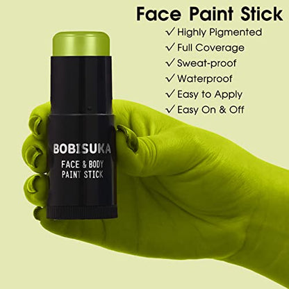 BOBISUKA Ogre Green Face Body Paint Stick, Light Green Eye Black Painting Sticks for Sports, Facepaints Makeup for Halloween Goblin Zombie Witch Camo Hulk Cosplay Special Effects Costume SFX - color: Ogre Green