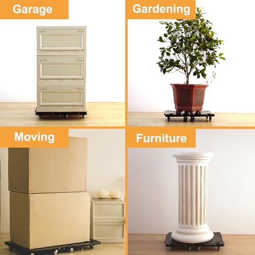 Furniture Moving Dolly With Lock,Portable, Heavy-Duty Rollers, Leg Movers for Furniture, 4-Wheel Small Flat Mover, 440 LBS/200KG Capacity,1-Pack Black Plant Dolly Cart With Brake (With Brake) - size: With Brake