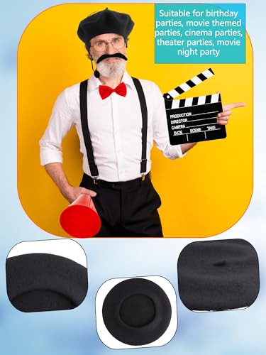 8 Pcs Movie Director Costume Accessories Hat Bowtie Clapboard Megaphone Movie Theater Costume for Adult Halloween Dress Up Career Day Party