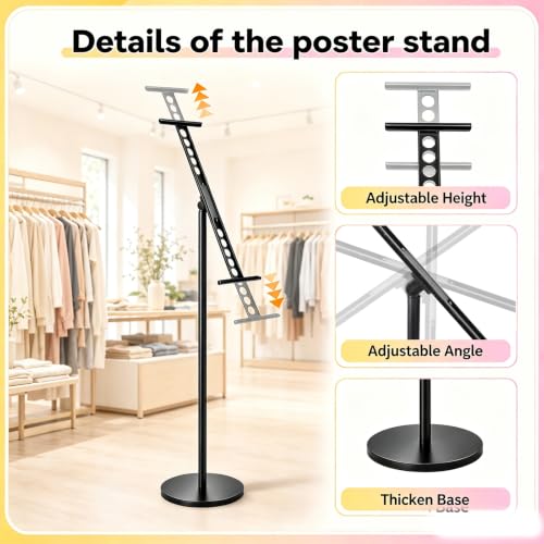 Feifeiya 6 Pack Display Stand Sign Holder Bulk, Floor Poster Stand with Heavy Duty Base Adjustable Outdoor Pedestal Sign Holder up to 58 Inch for Board & Foam Fit Wedding, Restaurant or Business