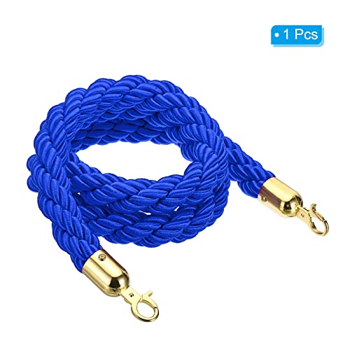PATIKIL Stanchion Rope, 1.5m/5Ft Barrier Rope Twisted Post Ropes with Snap Hooks for Posts Stands Queue Divider Crowd Control of Hotel, Blue Golden - color: Blue / Golden