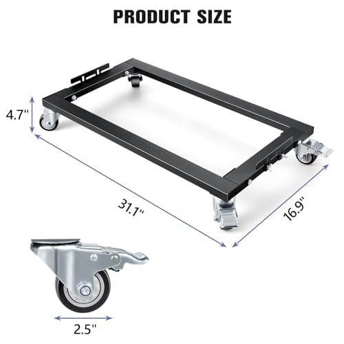 KEDSUM 2000LBS Furniture Dolly Heavy Duty Dolly with Reinforced Steel Frame | 4 Wheels with Brake, All Terrain & Anti-Slip Baffles for Home Moving, Garage, Warehouse, 31 x 17 in, 1 Pack - size: 31 x 17 inch