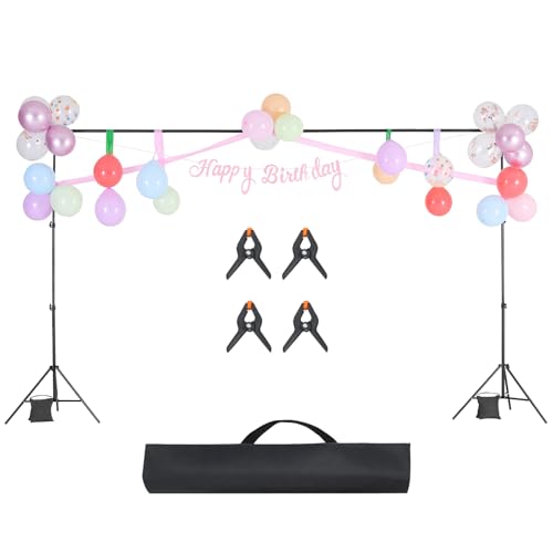 VEVOR Backdrop Stand, 6.5 x 10 ft Adjustable Photo Backdrop Stand Kit, Portable Background Backdrop Stand with 5 Crossbars, Heavy Duty Projector Screen Stand, for Wedding, Photo Video Studio & Party - size: 6.5 x 10 Ft