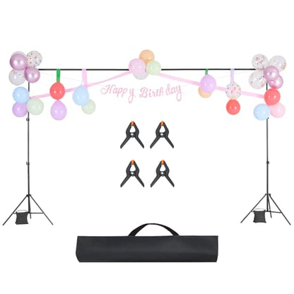 VEVOR Backdrop Stand, 6.5 x 10 ft Adjustable Photo Backdrop Stand Kit, Portable Background Backdrop Stand with 5 Crossbars, Heavy Duty Projector Screen Stand, for Wedding, Photo Video Studio & Party - size: 6.5 x 10 Ft