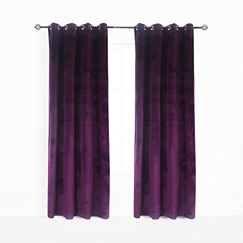 Cherry Home Set of 2 Blackout Velvet Energy Efficient Grommet Curtain Panel Drapes Lavender Purple 52Wx63L(2 Panels) Theater| Bedroom| Living Room| Hotel - color: Purple, size: 52"W x 63"L (Pack of 1)
