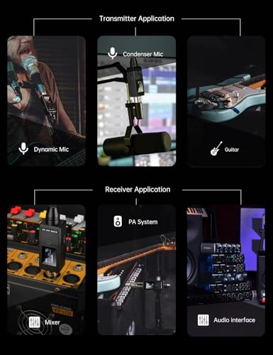 EBJ Wireless Microphone System UHF wireless XLR transmitter and receiver for dynamic/capacitive microphones, 48V Phantom power supply, electric guitar/bass, audio mixer, PA system (One drag one) - color: One drag one