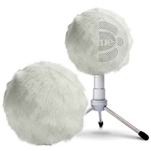 Blue Snowball Furry Windscreen Cover Muff - Professional Snowball ICE Mic Foam Wind Cover Windshield Pop Filter for Recordings, Broadcasting, Singing by Sunmon （White） - color: Fur white