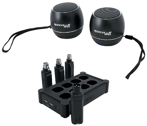 Audiosavings Bundle:(1) Chauvet D-Fi XLR Pack w/(3) Receivers+Charger Turns DMX Lights DMX Bundle with (1) Pair Rockville RPB3-BLACK Handheld Wireless Linking Portable Bluetooth Speakers (Items 3)