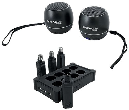 Audiosavings Bundle:(1) Chauvet D-Fi XLR Pack w/(3) Receivers+Charger Turns DMX Lights DMX Bundle with (1) Pair Rockville RPB3-BLACK Handheld Wireless Linking Portable Bluetooth Speakers (Items 3)