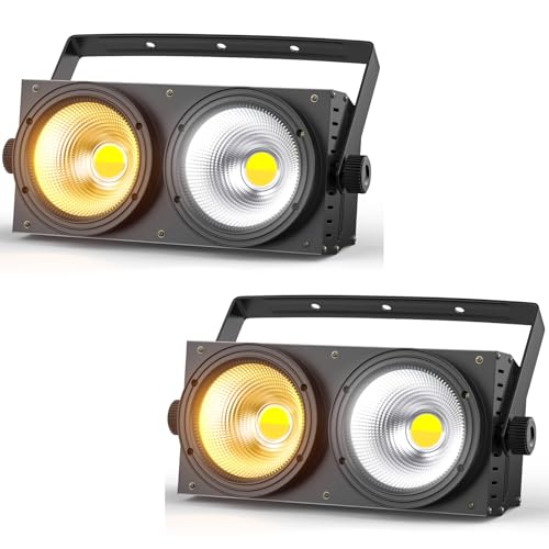 200W Blinder Stage Lights, 2-in-1 Warm & Cool White COB Spotlights, LED Par Lights with Auto/Sound/DMX/Master-Slave Audience Light for Events Wedding Theater Church Concert 2Packs - size: 2Packs