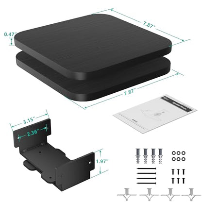 WALI Surround Sound Speaker Wall Mount, 1 Pair Heavy Duty Floating Shelf - color: Black, size: 7.87" x 7.87"