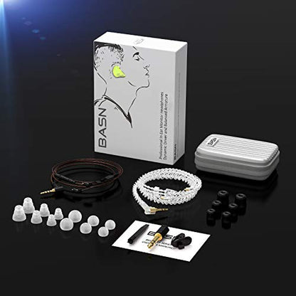 BASN Bmaster Noise Isolating in Ear Monitor Earphones, 1BA+2DD Hybrid Balanced Armature Driver IEM Headphones with Two Detachable MMCX Cables (Yellow) - color: Yellow