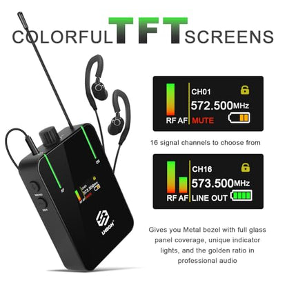 AR9 UHF Mono Wireless in-Ear Monitor System Transmitter and Beltpack Receiver for Studio, Band Rehearsal and Live Performance (AR9-1-BK)