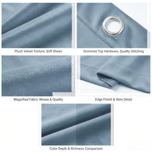 SNITIE Sky Blue 52”x84” Long Velvet Curtains with Grommet - 2P - color: Sky Blue, size: 52"W x 84"L (Pack of 2)