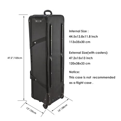 MagicLine Studio Trolley Case 47.2x15x13 in, Rolling Camera Bag with Wheels - size: 47.2" without side pocket
