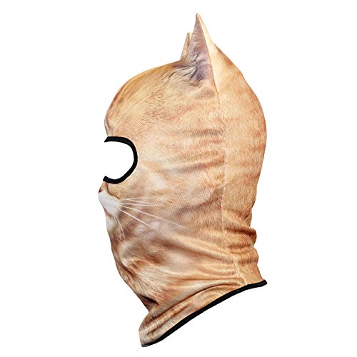 WTACTFUL 3D Animal Ears Balaclava, Breathable Face Mask for Halloween | Stand-Up Ears, Windproof Dustproof, Quick-Dry, No Fade Print, Soft, for Music Festivals Raves Ski Snowboard Moto Party - color: Exotic Shorthair Meb-25