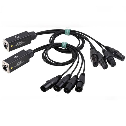 BestParts 4 Channel 5-Pin XLR Male Female to Audio Network Cable Extender | 5-Pin XLR Male Female to Ethercon Cable Compact Cat6 Multi Network Snake Receiver DMX Channels Over RJ45 Cat5/Cat6 Ethernet - style: 5-Pin Male and 5-Pin Female Tails
