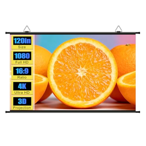 120 inch Projector Screen, ALR Projection Screen for Indoor Outdoor | Anti Light, Anti Glare, Easy Setup, Large, Hanging, Portable, 16:9, 4K, Backyard, Movie Night, Camping, Home Theater - color: grey-120in