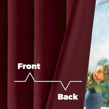 BGment Velvet Living Room Curtains 84 Inches Long, 2 Panels, Burgundy Red | Black Out, Super Soft, Energy Saving, Thermal Insulated, Noise Reduce, Panels for Bedroom, Back Tab Rod Pocket, 42 x 84 Inch - color: Red, size: 42"W x 84"L (Pack of 2)