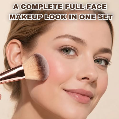 Makeup Brush Set 13 Pcs Professional-Complete Kit with Foundation,Eyeshadow,Blush&Lip Brushes-Soft Synthetic Bristles for Women&Beginners B - color: D