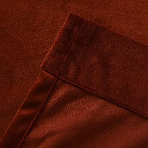 Roslynwood Velvet Burnt Ochre Curtains 63 inch Long - Curtains Block Light Rod Pocket Thermal Insulated Window Curtain Drapes for Living Room/Office/Apartment,Burnt Ochre, W52 x L63, 2 Panels - color: Burnt Ochre, size: 52"W x 63"L (Pack of 2)