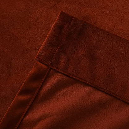 Roslynwood Velvet Burnt Ochre Curtain 84 inch Long - Curtains Block Light Rod Pocket Thermal Insulated Window Drapes Set for Living Room/Bedroom/Dining Room, W52 x L84, 2 Panels - color: Burnt Ochre, size: 52"W x 84"L (Pack of 2)