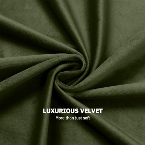 Benedeco Green Velvet Blackout Curtains 52x84 Inch, 2 Panels | Room Darkening & Semi-Blackout, Ultra Soft Velvet, Thermal Insulation, Machine Washable, Elegant Accent Perfect for Bedrooms - color: Moss Green-a, size: 52"W x 84"L (Pack of 2)