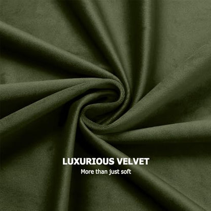 Benedeco Green Velvet Blackout Curtains 52x84 Inch, 2 Panels | Room Darkening & Semi-Blackout, Ultra Soft Velvet, Thermal Insulation, Machine Washable, Elegant Accent Perfect for Bedrooms - color: Moss Green-a, size: 52"W x 84"L (Pack of 2)
