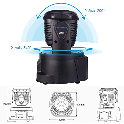 Betopper 7x8W Moving Head DJ Lights,RGBW Stage Lighting-2 Packs | 7x8W RGBW LEDs, DMX512/Auto/Sound/Master-Slave, Mini Moving Head Light For Stage, Party, Club, Wedding Event, Festival, Disco