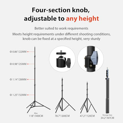 10ft/118 Heavy Duty Photography Light Stand, Tripod with 1/4" Screw - size: 9.84ft-Ø28mm