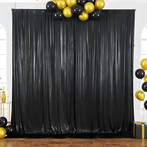 10x10ft Black Shimmer Backdrop Curtains Wedding Party Glitter Sequin Curtain Backdrop Fabric Drapes Backdrop Bridal Baby Shower Birthday Christmas Photoshoot Background Photography 5x10FT，2 Panels - color: Black, size: 10ft X 10ft(2 Panels 5ft X 10ft)