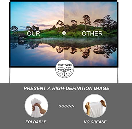 SKERELL Outdoor Projector Screen with Stand 100 Inch: Portable Projection Screen for Outside Theater Home Backyard Movies - size: 100 inch
