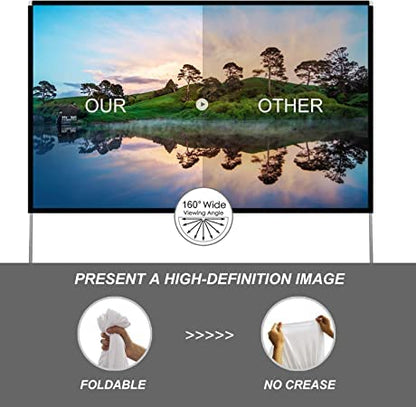 SKERELL Outdoor Projector Screen with Stand 100 Inch: Portable Projection Screen for Outside Theater Home Backyard Movies - size: 100 inch