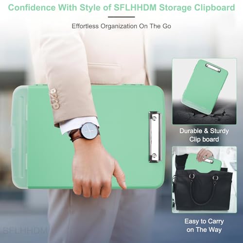 Clipboard with Storage, A4 Binder Nursing Clipboards with Pen Holder, Heavy Duty Storage Clipboards with Low Profile Clip, Clipboard Folder Side-Opening, Smooth Writing Clip Board (Light Green) - color: Light Green