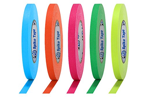 Pro Tapes Pro Spike Stack Tape 1/2" x 45yds Multicolor Neon High Visibility Fluorescent Gaffers Tape for Stage, Film, Safety & Event Marking, 5 Pack Neon Colors: Pink, Green, Orange, Blue, Yellow