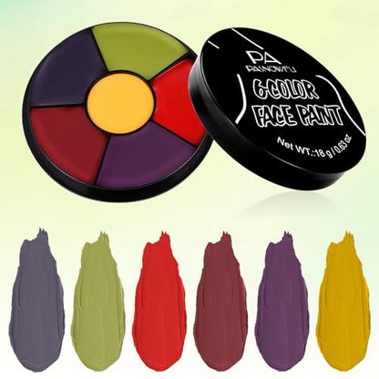 6 Colors Face Paint Bruise Palette, Halloween Washable Body Paint | Halloween SFX Makeup Body Paint Makeup Kit, Face Body Paint Palette with Brush Sponge for Witch Monster Cosplay Costumes - color: Hulk Makeup