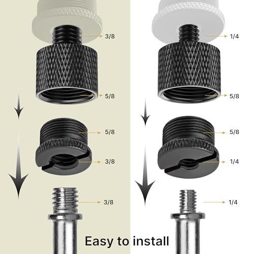 IXTECH Mic Stand Adapter Set 8 pieces Metal Microphone Stand Screw Thread Adapter 5/8 Female to 3/8 Male 3/8 Female to 5/8 Male 5/8 Female to 1/4 Male 1/4 Female to 5/8 Male Tripod Adapter ADP02 Black - color: ADP02 Black