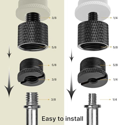 IXTECH Mic Stand Adapter Set 8 pieces Metal Microphone Stand Screw Thread Adapter 5/8 Female to 3/8 Male 3/8 Female to 5/8 Male 5/8 Female to 1/4 Male 1/4 Female to 5/8 Male Tripod Adapter ADP02 Black - color: ADP02 Black