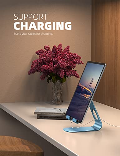 Lamicall iPad Stand Adjustable Tablet Holder, Sturdy Aluminum, Multi-Angle | Dock Stand for 4-13" iPad Pro Air Mini Kindle Tab Switch, All Aluminum Metal, Multi-Angle, Sturdy, Office Desk Accessories - color: Blue